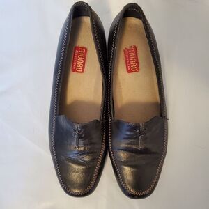 Munro Black/Brown Leather Upper .75 in Block Heel Dress Comfort Shoes Size 7.5WW